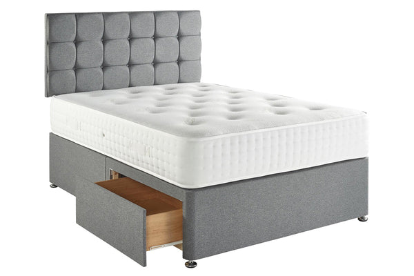 Opulence 1500 Pocket Memory Mattress, End Lift Ottoman Base, 28" Padded Headboard